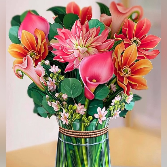 Pop Up Cards 12" Flower Floral Bouquet 3D Popup Greeting Cards w note card New - Picture 7 of 9